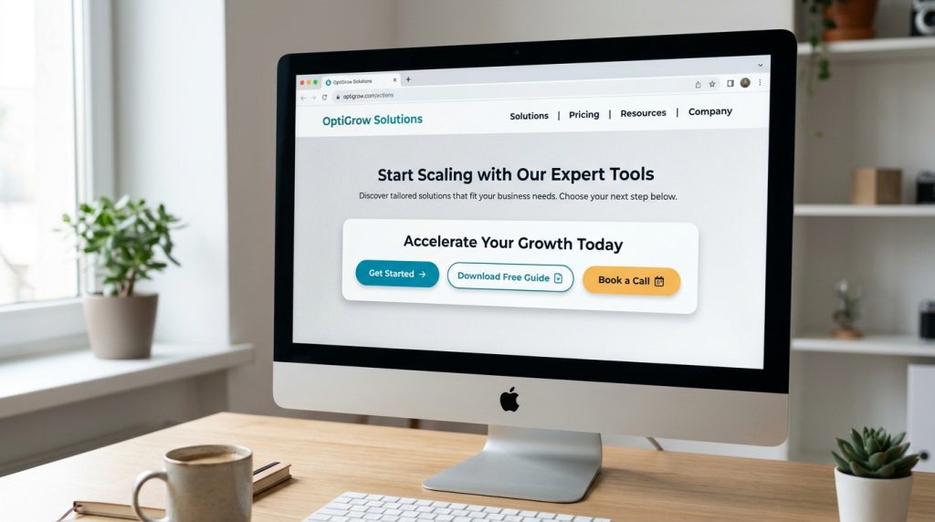 Different call to action buttons for website conversion optimization