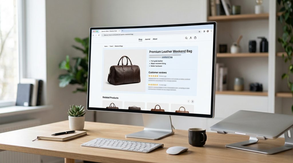 Optimized ecommerce product page with SEO-friendly structure and navigation