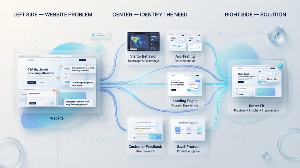 CRO decision map matching website problems with optimization tools