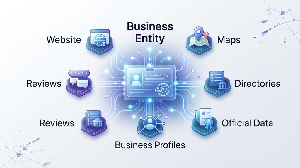 Business entity knowledge graph connecting trusted online information