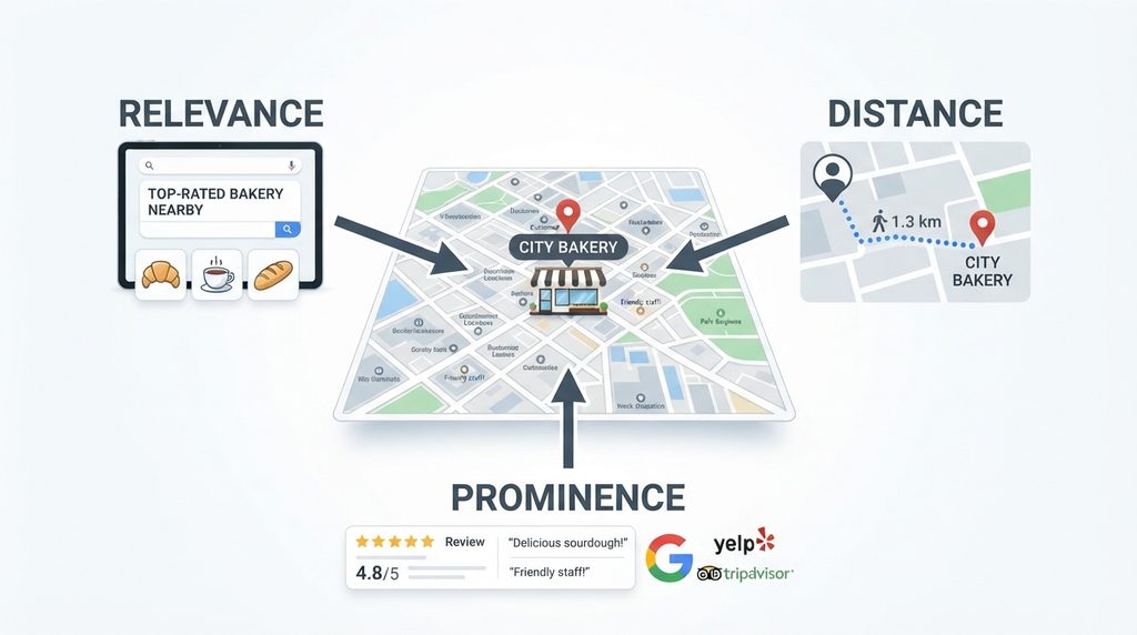 Google Maps ranking factors relevance distance and prominence